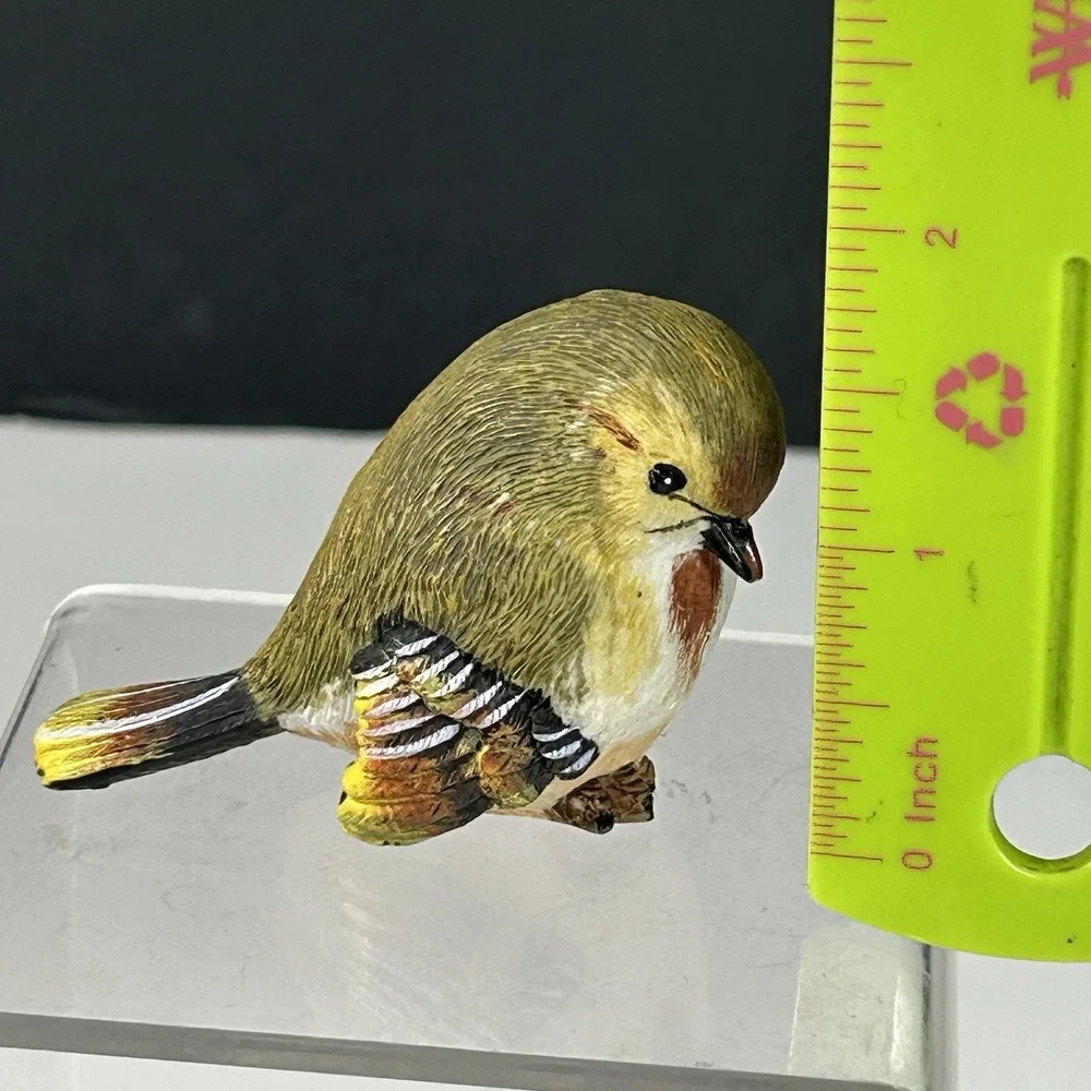 Vtg Warbler Bird Figurine Resin Tan Black Yellow 1.75